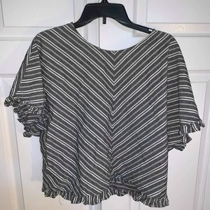 NWOT A New Day striped chevron ruffle top